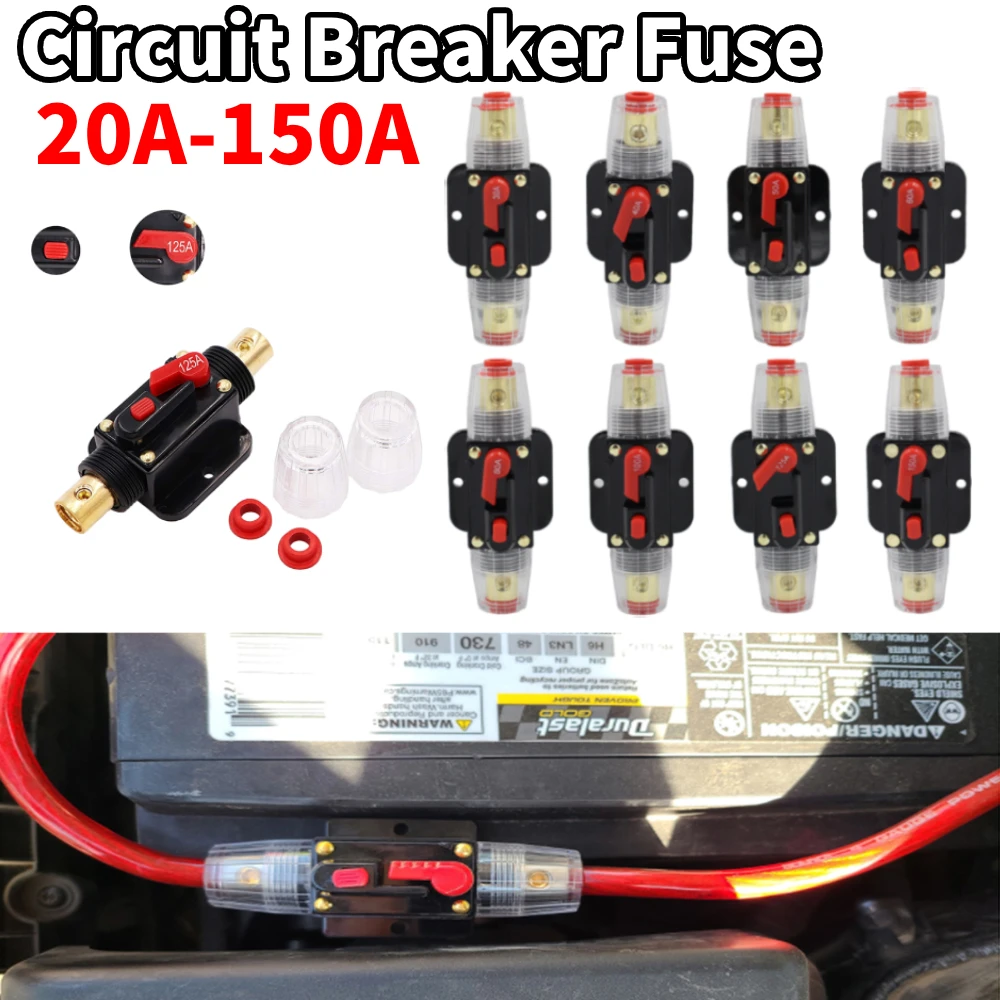 150A-15A 12V 24V Circuit Breaker Fuse Automatic Reset Short Protection Holder Switch Manual Reset for Car Audio Stereo Amplifier circuit breaker
