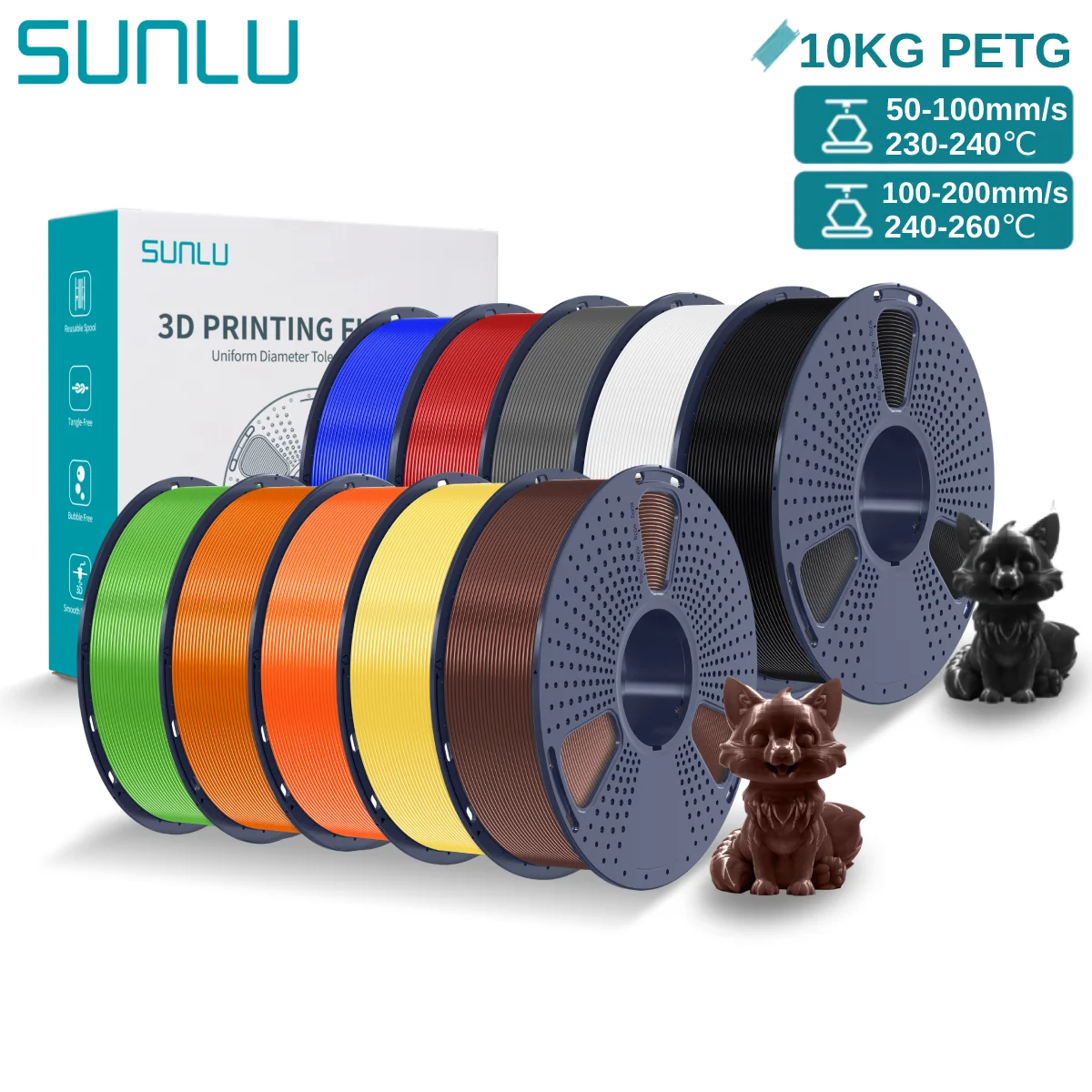 10KG 3D Printer Filament 1.75mm SUNLU PETG For Most FDM Printer Materials