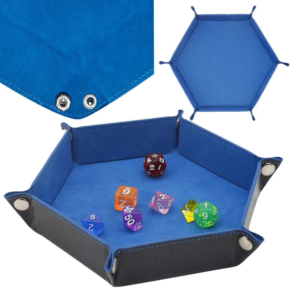 Dice Game Storage Tray PU Leather Folding Dice Rolling Tray Holder Storage Box for Table Games