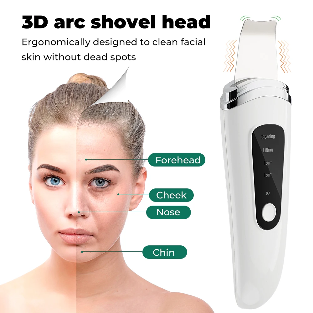 

Ultrasonic Skin Scrubber Peeling Shovel EMS Microcurrent Ion Acne Blackhead Remover Face Deep Cleansing Facial Lifting Devices