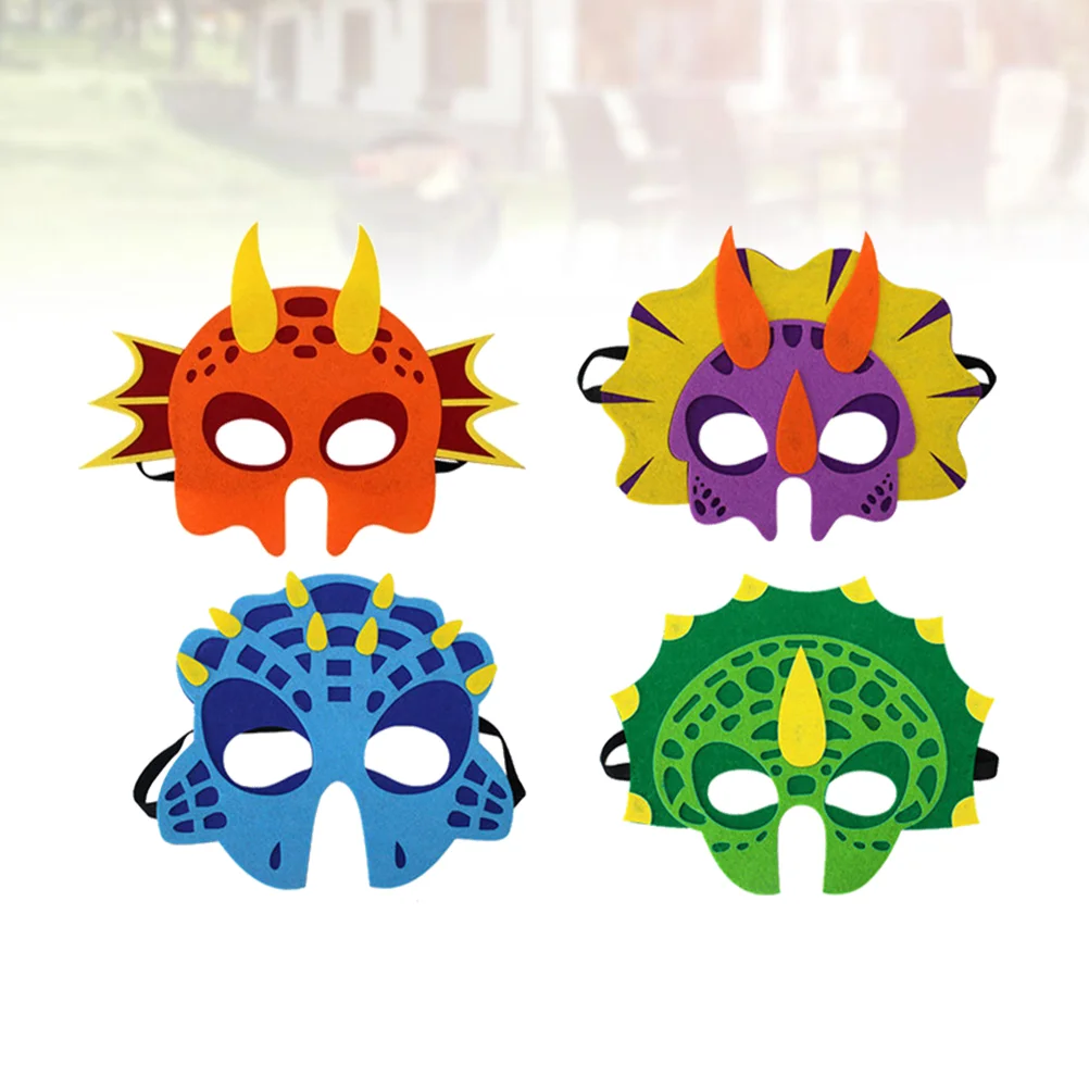 4 Pcs Felt Dinosaur Mask Child Kids Cosplay Inflatable Animal Educational Playthiny