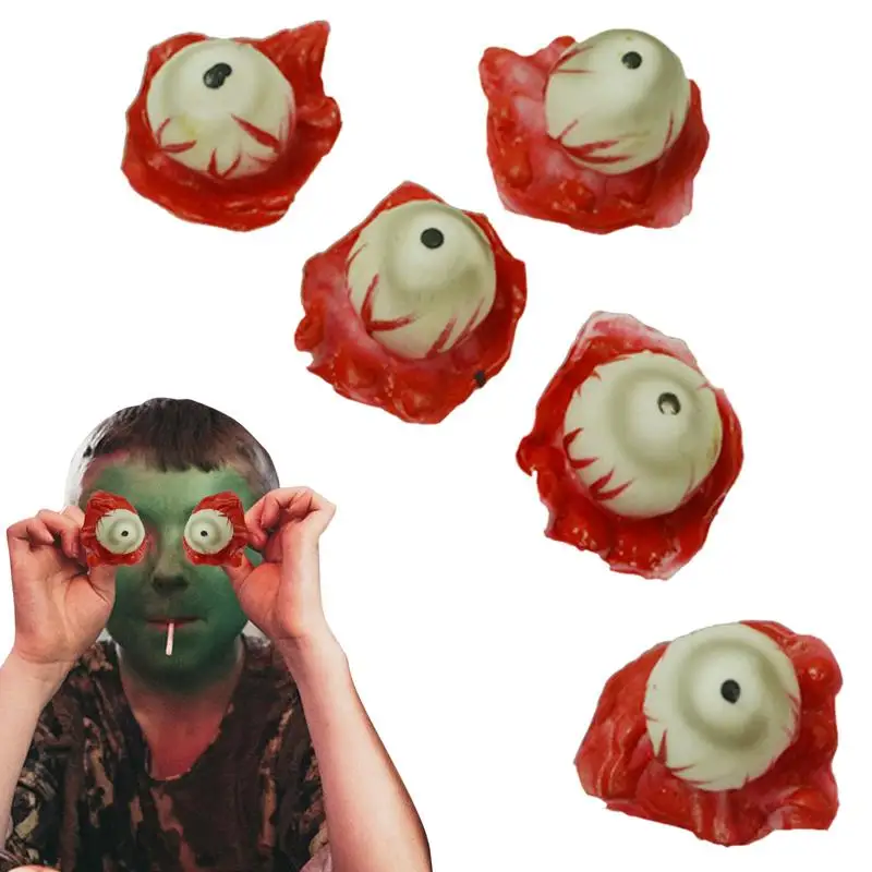 

Halloween Eyeballs Spooky 5pcs White & Red Simulation Eyeballs Prop Decorative Creepy Fake Eye Balls Horror Props For Halloween