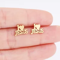 Stainless Steel I Love Jesus Stud Earrings