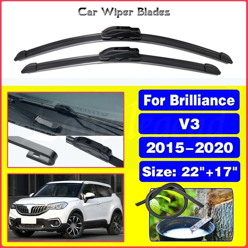 

2pcs For Brilliance V3 2015 2016 2017 2018 2019 2020 Wiper Blades Accessories Front Windscreen Wiper Blade Brushes Cutter 22"17"