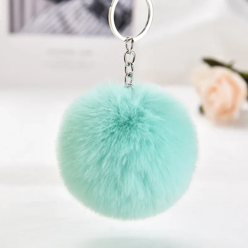 Plush Keychain Fluffy Fur PomPom Keychain Soft Faux Rabbit Fur Ball Car Keyring Pompom Key Chains Key holder Women Bag Pendant Jewelry Gifts