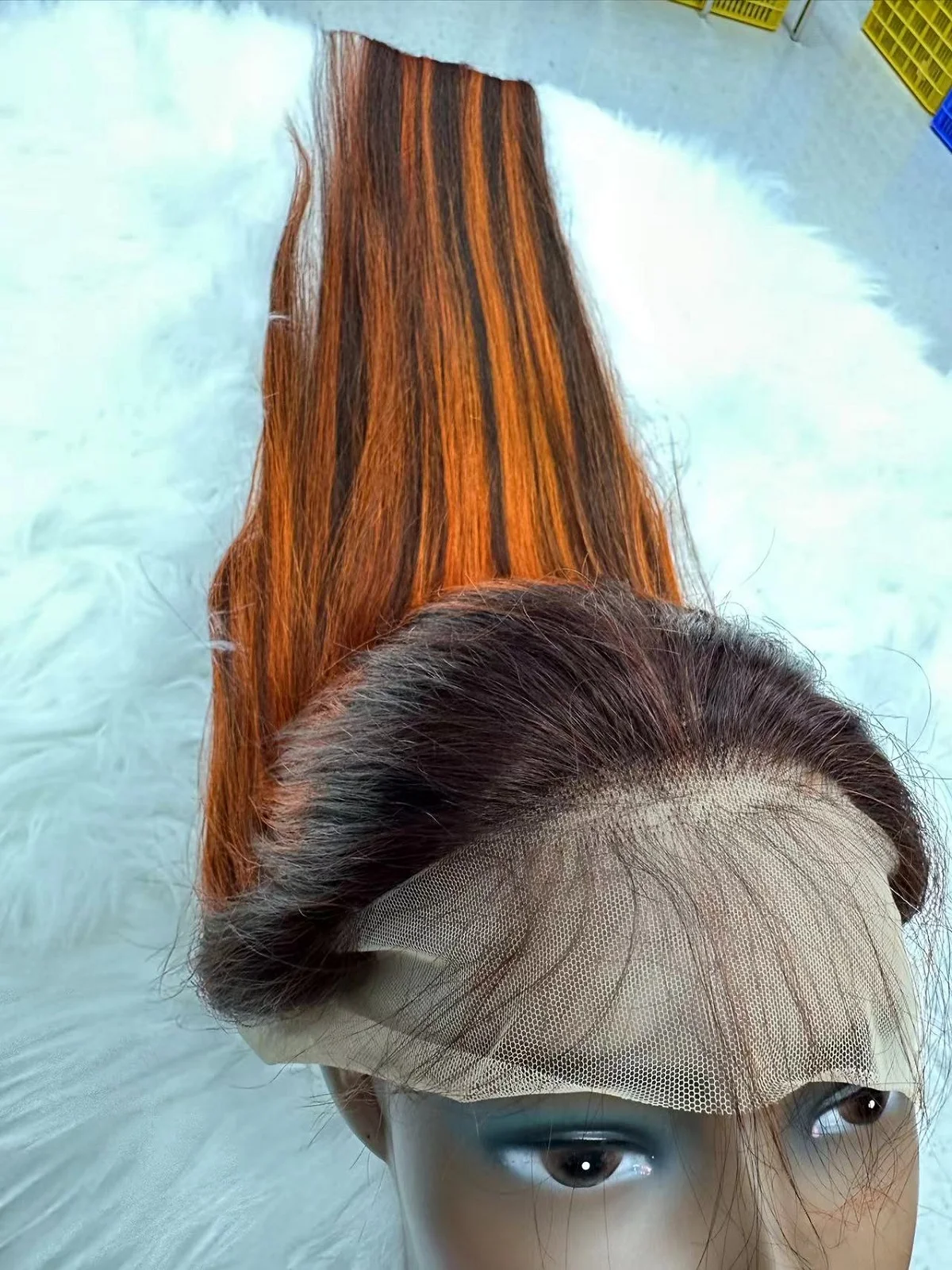 Gerade frontale Perücke menschliches Haar Highlight Remy 13x4 Spitze Front Perücken menschliches Haar peruanische 4/350 orange braun gefärbte Perücke für Frauen