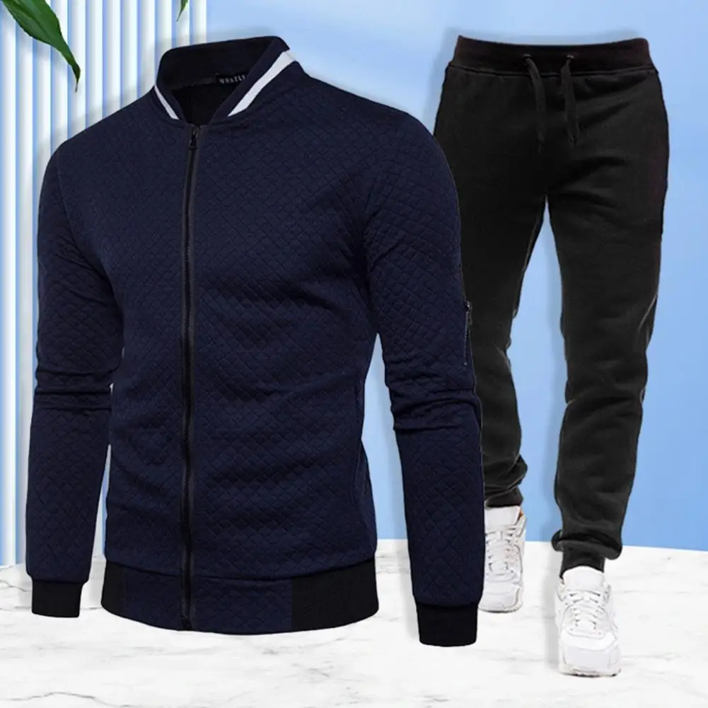 

Stylish Men Activewear Baseball Clothes Stylish Men's Sports Wear Set for Outdoor Activities Stand Collar Zipper for Running