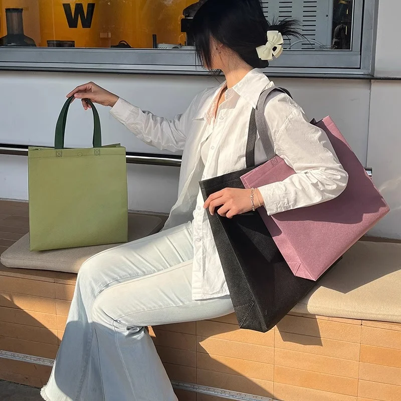 StoBag 10pcs Non-woven Tote Bags Shoulder Shopping Fabric Eco Woman Storage Reusable Portable Pouches Custom Logo(Extra Fee) 2