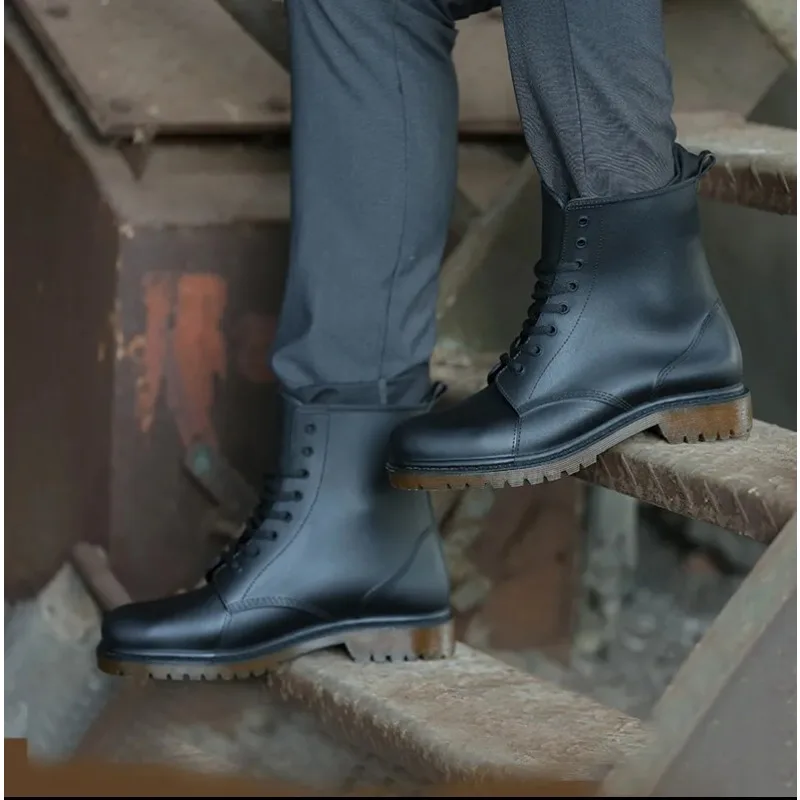 Summer Fashion Waterproof men's Rain Boots Lace-up PVC Non