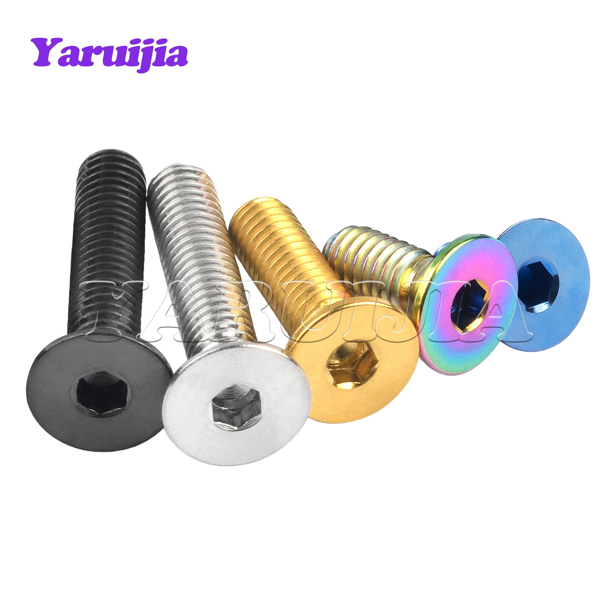 Titanium Bolts Yaruijia M3/M4/M5/M6x6/8/10/12/15/18/20/25/30/35/45mm Countersunk Inner Hexagon Socket Head Fastener For Bicycle
