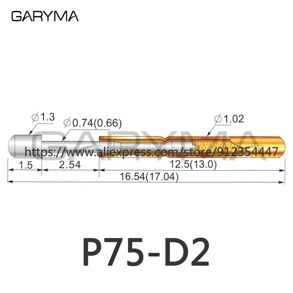 100Pcs P75-A2 P75-B1 P75-1D P75-D2 P75-D3 P75-E2 P75-E3 P75-F1 P75-G2 R75-1S R75-2S 3S Spring Test Probes Pogo Pins Receptacle image 4