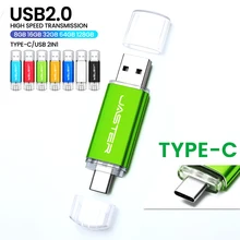 JASTER Type C OTG USB 플래시 드라이브 64GB 32GB 16GB 8GB 4GB 메모리 스틱 2.0 펜드라이브 고속 모바일폰 및 컴퓨터용