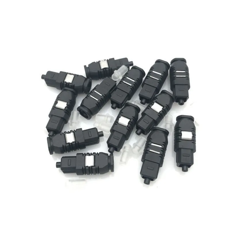 10pcs Toslink Audio Optic Connector Black Double Locking Plastic Fiber Head Plastic Optical Fiber Connector