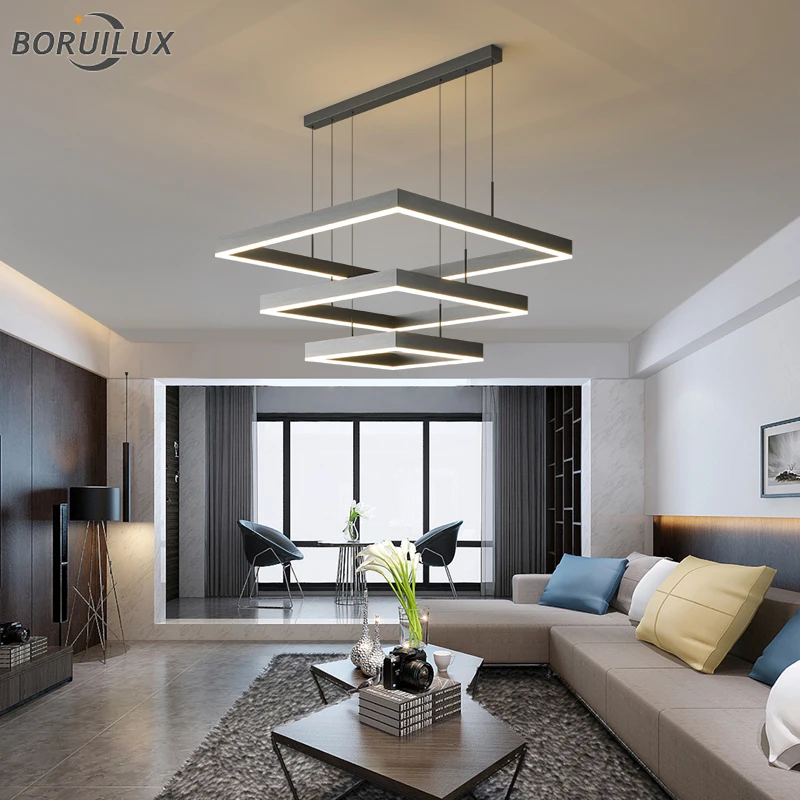 Remote Dimming Simple Black New Modern LED Chandelier Lights Living Dining Room Bedroom Kitchen Flats Bar Lamps Indoor Lighting led chandelier ceiling chandelier led pendant light