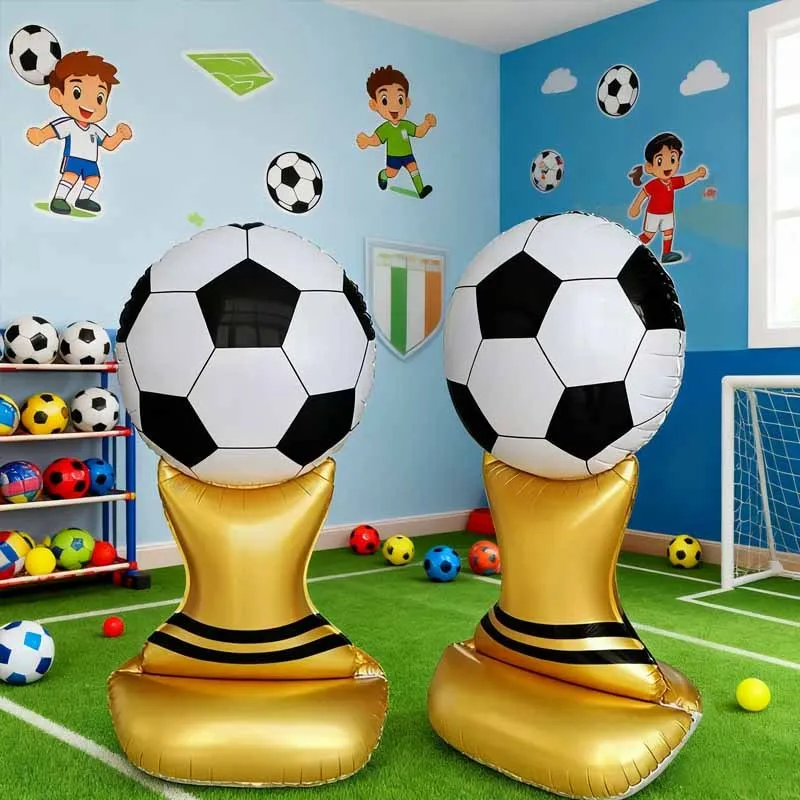 1/2 Stück 61 Zoll großer Fußball-Pokal-Ballon aus Aluminiumfolie mit Standfuß, Fußball-Themen-Dekoration für Zuhause und Requisiten, für eine stimmungsvolle Innenraumgestaltung – Detail 5
