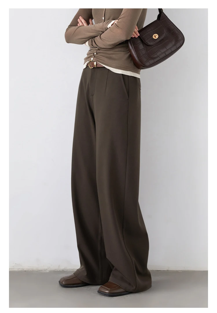 CHIC VEN Women Pants Solid Casual Slim Straight Leg Suit Wide Leg Ladies Trousers Spring Autumn 2025 Clothing for Woman