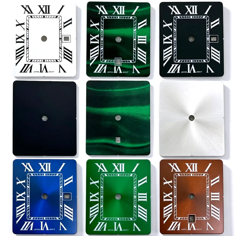 Cadran de montre rectangulaire 20mm*23mm avec marquages romains, pour femmes, orné de diamants, sans logo, pour Seiko Tank Must VJ24, pièces de modification pour mouvement à quartz. 1