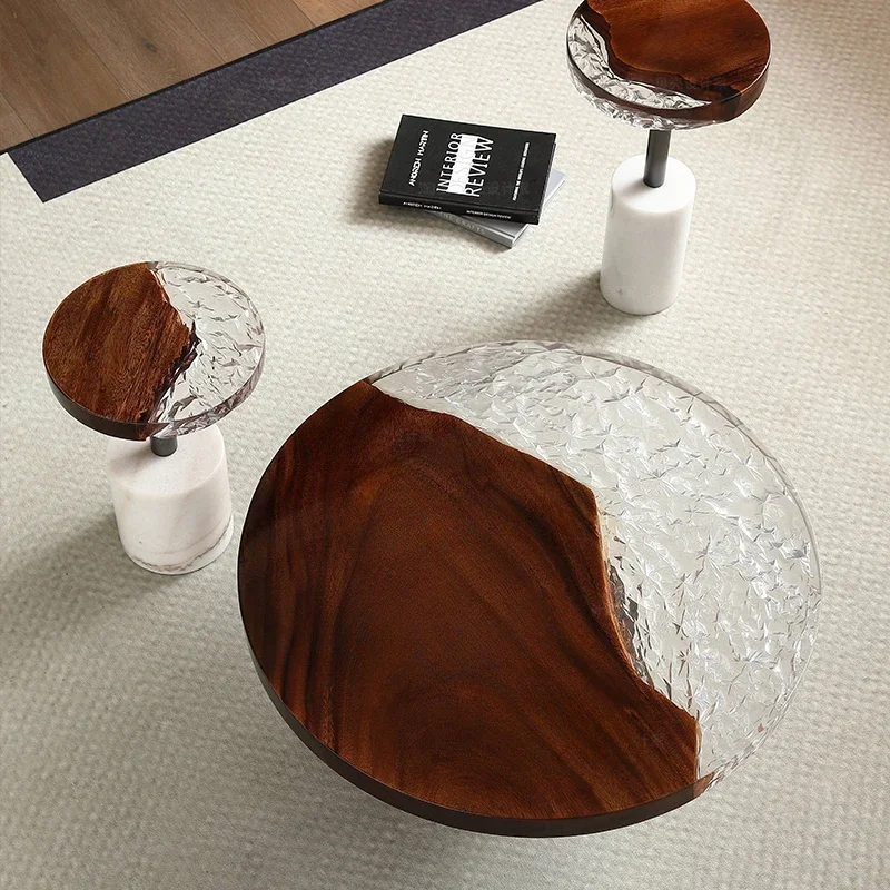 Epoxy Design Coffee Table Modern Centerpiece Marble Center Living Room Side Table Small Round Luxury Stolik Kawowy Furniture 2