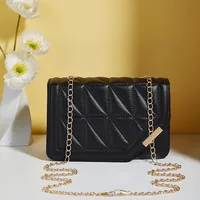 Sacs à main et bourse de luxe noirs pour femmes, sacoche en cuir PU, sac à bandoulière à carreaux, pompon matelassé, marque 2