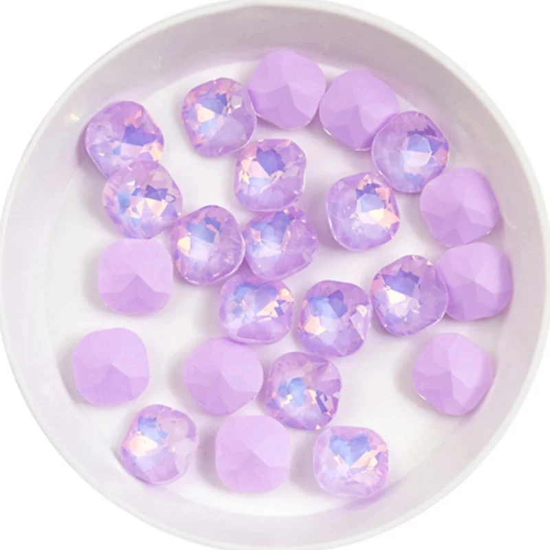 100pcs 8mm 지방 광장 네온 모카 네일 다이아몬드 멀티 컷 크리스탈 지적 바닥 네일 쥬얼리 슈퍼 스파클링 다이아몬드 액세서리