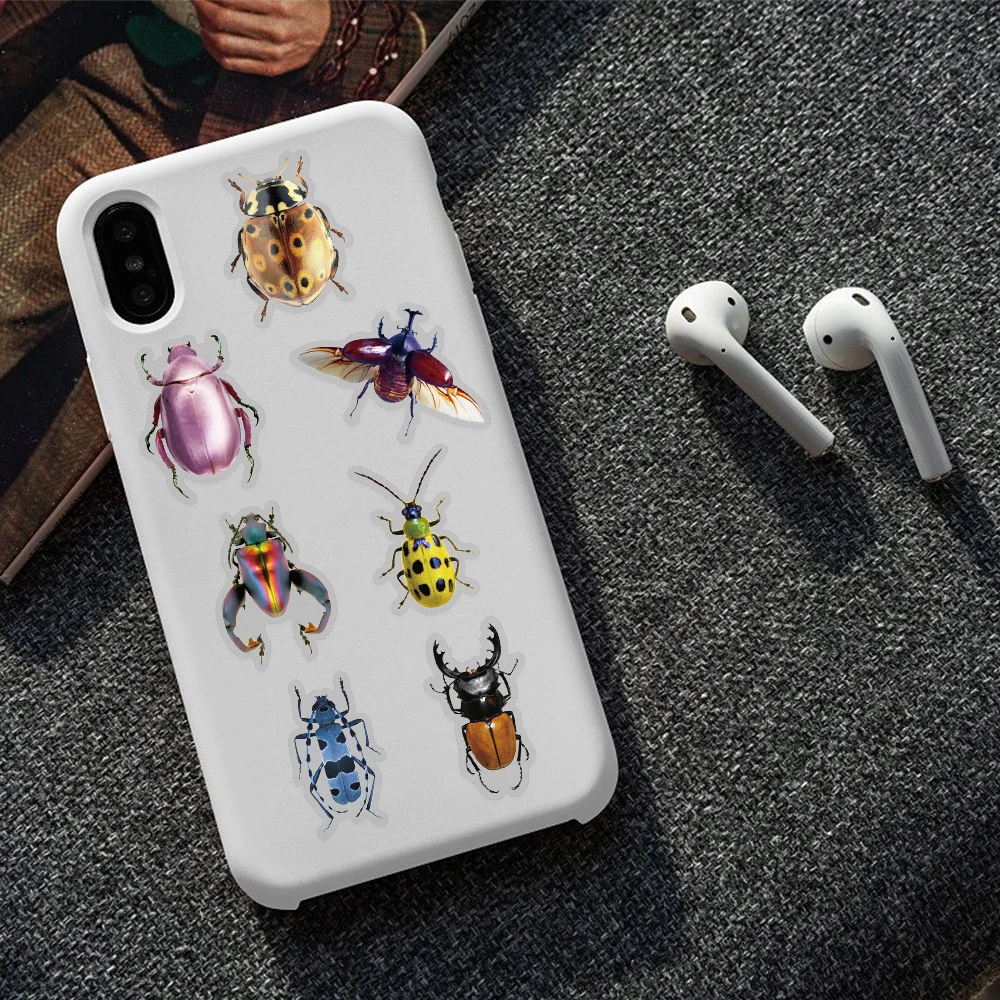 50pcs 곤충 잠자리 애완 동물 스티커 데칼 전화 노트북 노트북 스케이트 보드 기타 DIY 미적 투명 스티커