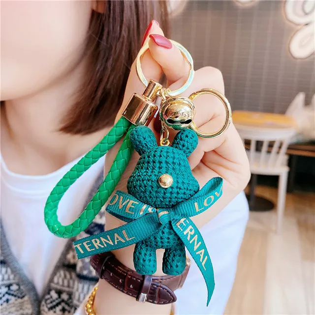 귀여운 곰 키 체인 레진 보우 벨 토끼