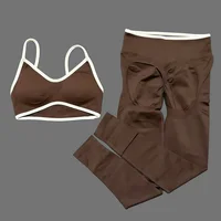 2Pcs HISTELLO Women's Seamless Yoga Fitness Set Ignite Sculpt Scrunch Leggings Strappy Halter Bra Gym Sports Fitness Outfit - Image 5
