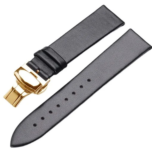 Genuine leather unisex ultra-thin butterfly buckle top layer strap compatible for ck dw fossil watchs 12mm 13mm 14mm watch  band