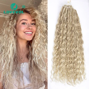 Curly Micro Beads Human Hair Extensions Water Wave Micro Loop Hair Extensions Remy Hair Micro link Hair Extensions 1.0G/strand 1
