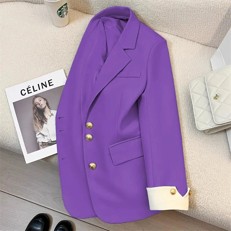 Elegant Commuter Style Women's Blazer Jacket 2025 New Fashion Personality Design Spring Autumn Trendy Clothing Polyester Fabric - Image 2