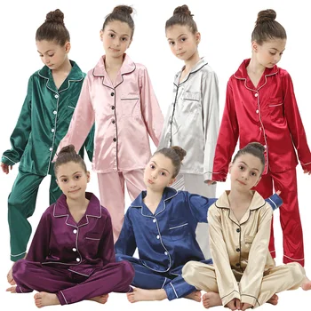 Summer Baby Girl Pajamas Sets 6 to 9 12 18 24 Months Satin Silk Blue Pink Kids Pyjamas Infantil Toddler Boy Outfit Home Clothing