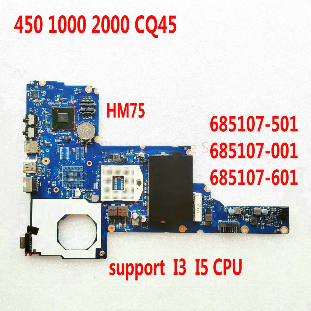 Placa-mãe do Portátil para hp 1000 2000 Cq45 450 6050a2493101-mb-a02 Hm75 Ddr3 685107501 685107001 685107601