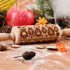1pc 10inch Wooden Embossed Rolling Pin With Coffee Maker Lemon Flower Pattern ELK For Pastry Baking Tools 3
