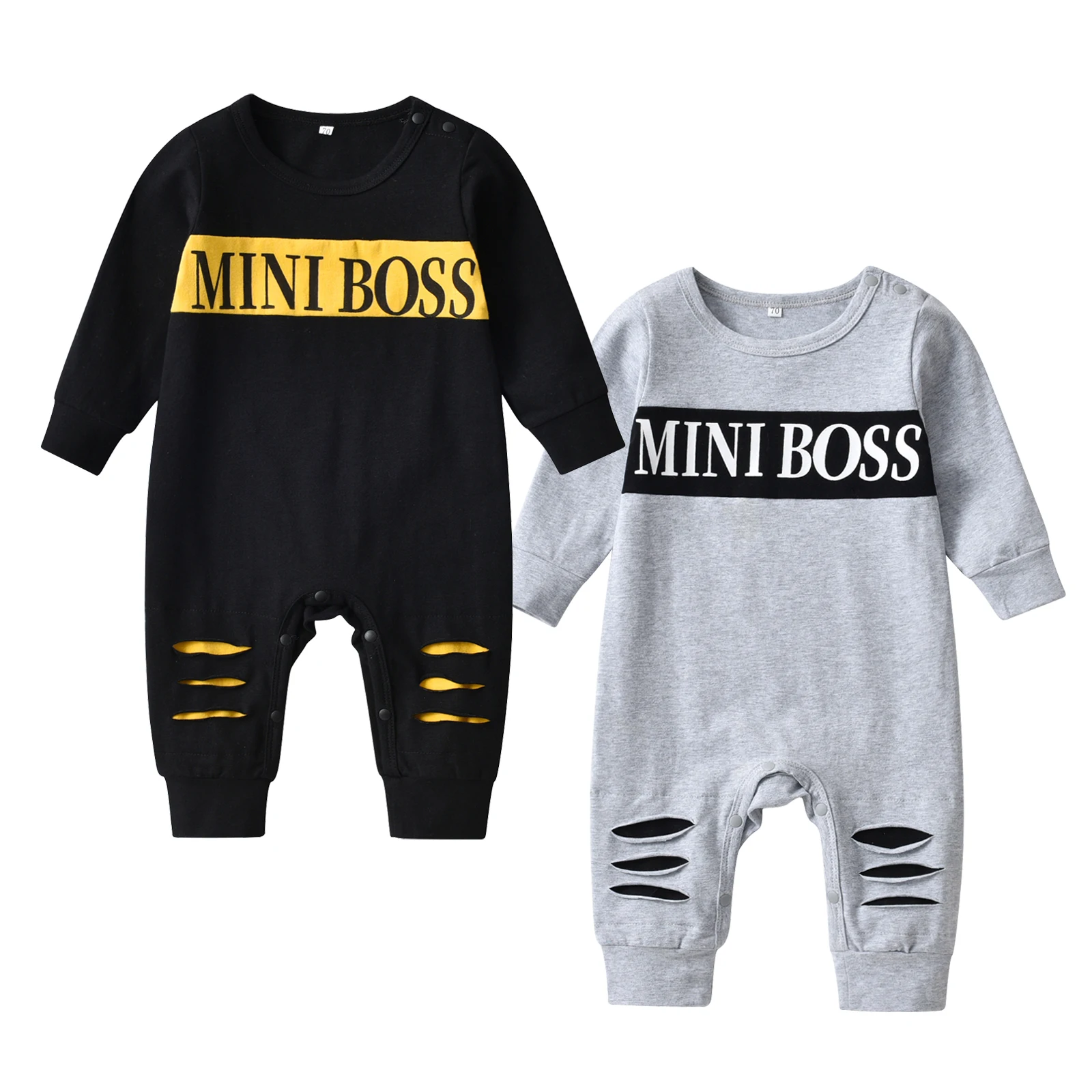 Casual Newborn Baby Romper Jumpsuit Infant Boy Clothes Fashion Estroyed Hole Design Long Sleeve Climb Crawling Clothing |