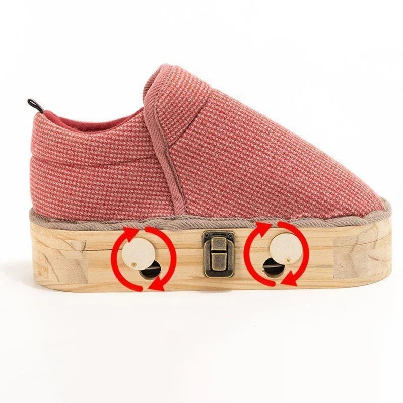 뜸 신발 휴대용 발 마사지 부츠 원목 밑창 열 요법 핫 컴프레스 워킹 요법 기기