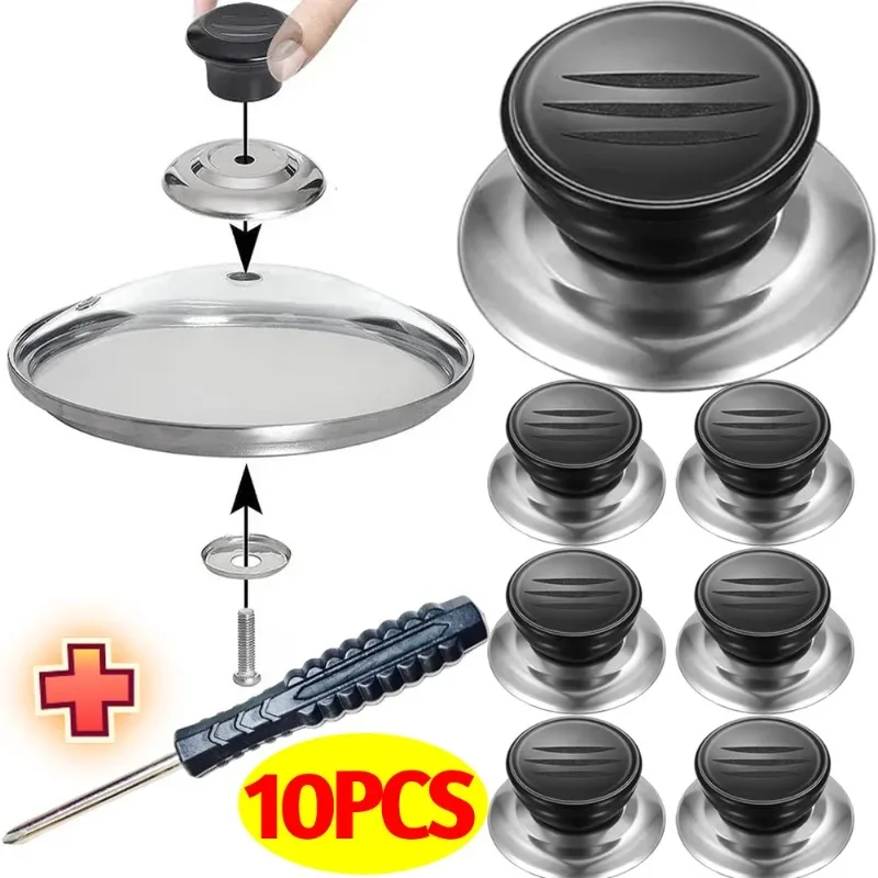 10/1PCS Universal Pot Lid Knobs Stainless Steel Pan Handle Heat-Resistant Cooking Pan Lid Replacements Kitchen Cookware Parts pot lid knob