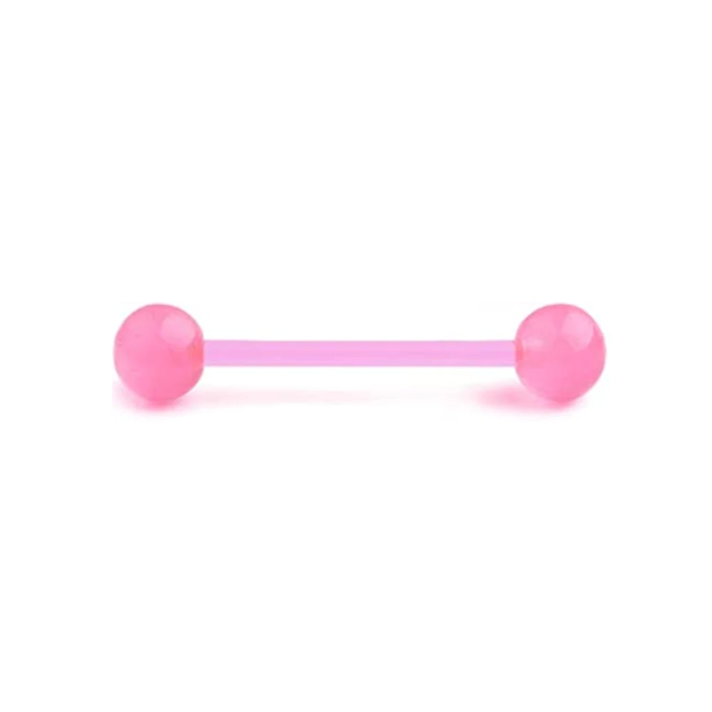 1 PCS/4 PCS Stainless Steel 14G Tongue Rings Barbell Pink Tongue Barbell Jewelry For Women Piercing