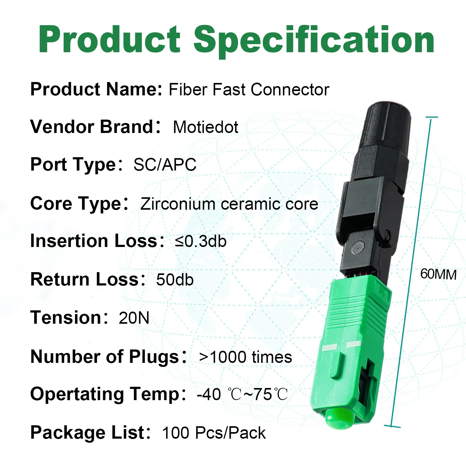 SC APC Fiber Optic Fast Cold Connector Single Mode Optical Adapter Quick Field Assembly Plug FTTH Tool 10Pcs Fiber Optic Adapter