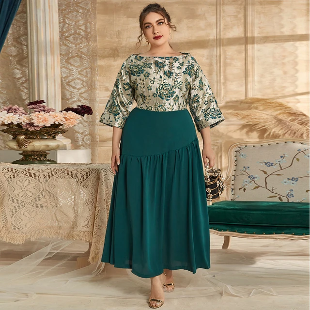 5XL Green Maxi Dresses Plus Size Women Clothing Elegant OL Party Long Dress  Muslim Clothes Vestidos De Talla Grande Robe Longue - AliExpress