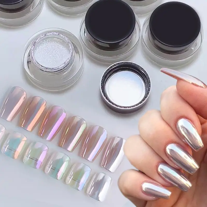 Chrom Glitzerpuder Pearl Chrome Nail Powder – 2 Stück Mit Spiegeleffekt | Für Nageldesign & Nail Art