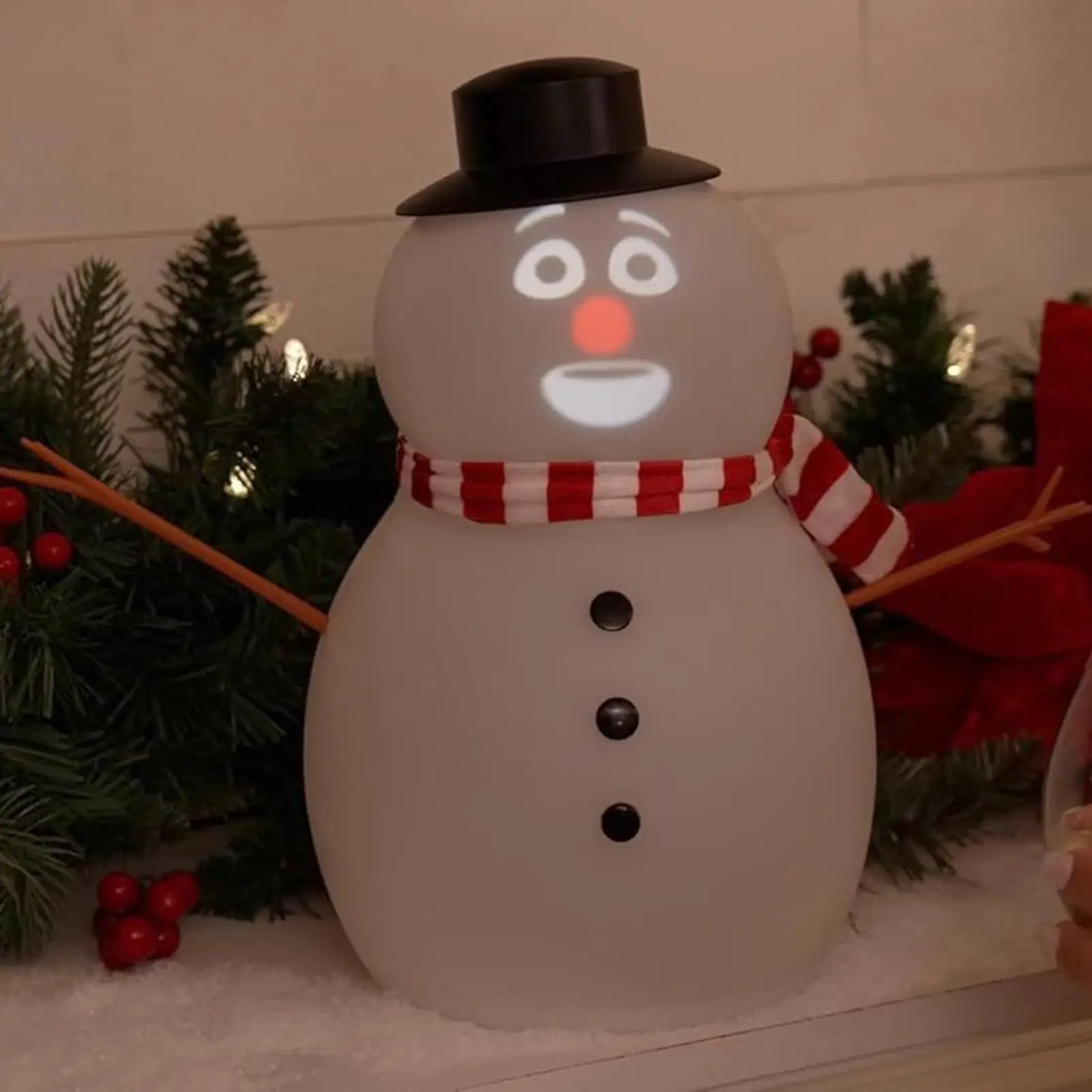 Snowman Christmas Decoration Glow Winking Santa Claus Statues Resin Singing Interactive Christmas Toys for Home Bedroom Decor