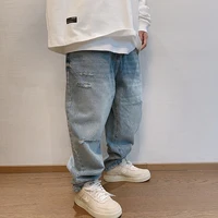 BM Korean Hip Hop Ripped Baggy Jeans Men Clothing Japanese Streetwear Straight-Leg Denim Cargo Pants Harajuku Casual Trousers 2