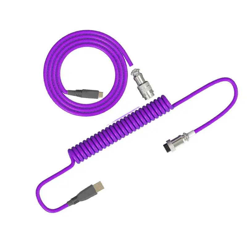 

Coiled Type-C Cable Coiled Cable ForMechanical Keyboard TPE Double Sleeved Cable With Detachable Metal Connector