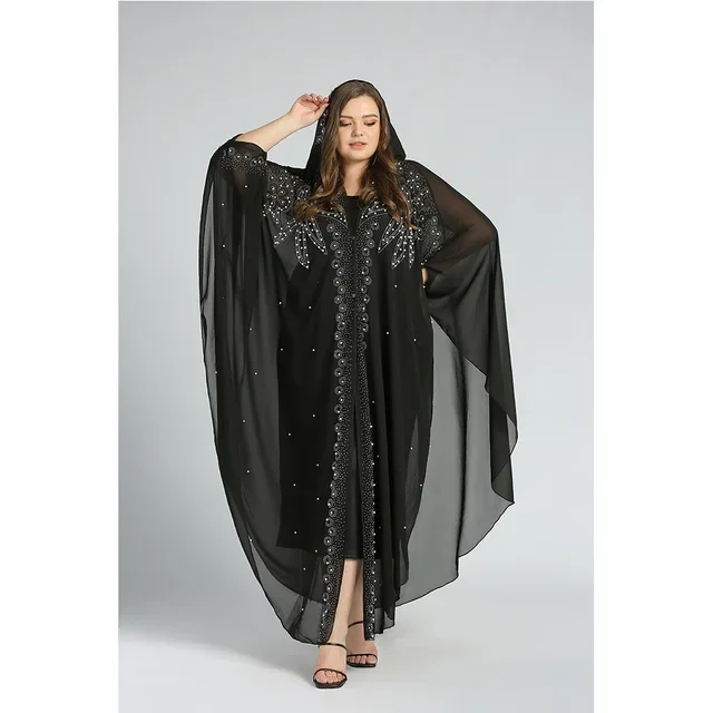 2024 caftan musulman Abaya robe Hijab robe Kimono femmes dubaï en mousseline de soie robe à capuche vêtements islamiques Abaya dubaï