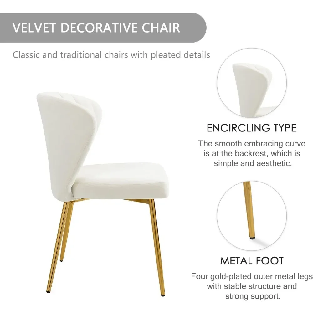 Velvet Dining Chairs Set of 4, Modern Upholstered Dining Chair with Golden Metal Legs, Dining Chairs for Kitchen, Living Room 4