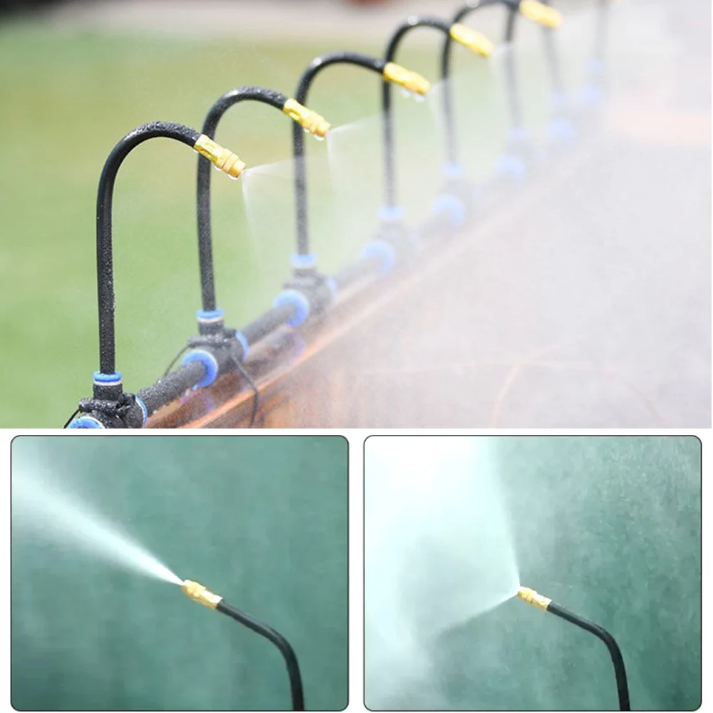 50pcs Free Bending Atomizing Misting Nozzle Tee Connectors For O.D Tube 6MM/8MM Garden Patio Water Sprayer