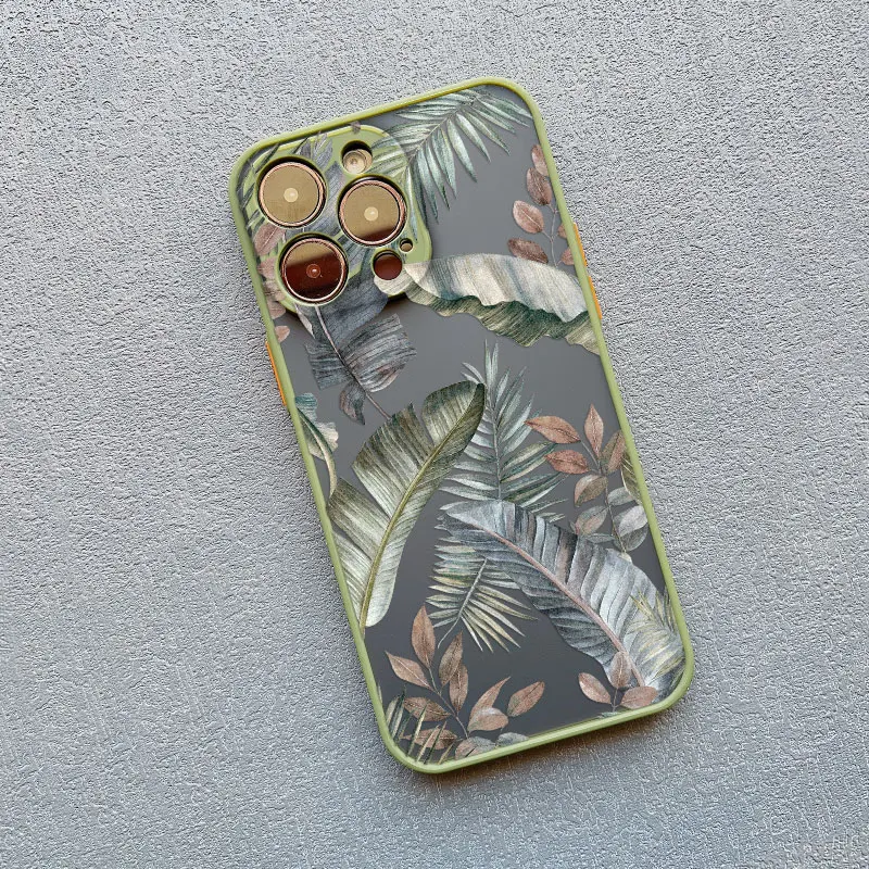 Vintage Bananenblatt-Blumen Luxus Handyhülle für iPhone 17 16 12 Mini 11 Pro Max 13 15 14 Pro Max Plus XR X XS 16 15 Plus Cover – Detail 3