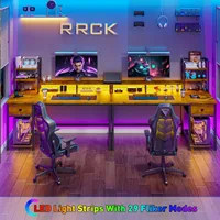 Computer Desk with Hutch and Drawers,Reversible Home Office Desk with Monitor Shelf, Gaming Desks with Power Outlets, Customized 4