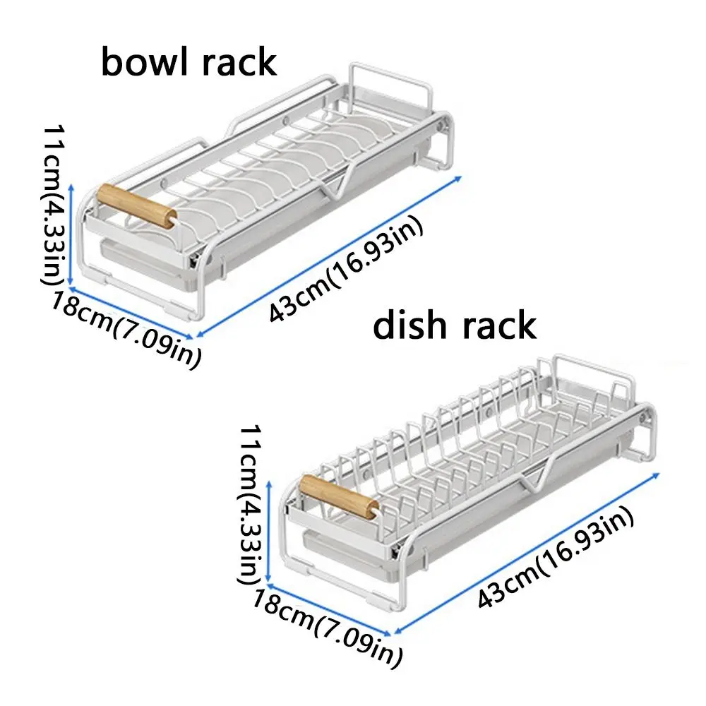 Single Tier Dish Drying Rack Metal Anti-Slip Pull-Out Dish Rack Multifunctional No-Drill Installation Under Sink Rack Under Sink