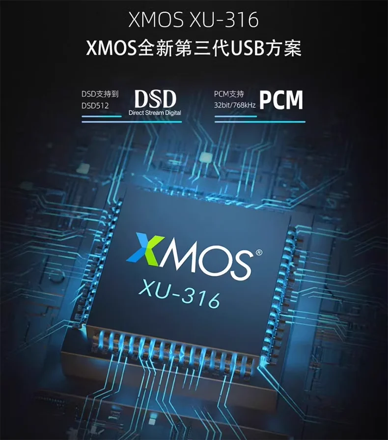 XMOS XU316 USB-Digitalschnittstelle Koaxialer IIS-Ausgang 32bit 768K DSD512 Unterstützt MQA-Kompatibilität Amanero USB-Karte für DAC – Detail 4